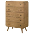 Winston Light Ash 5-Drawer Bedroom Chest with Retro Tapered Legs