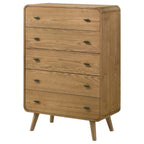 Winston Light Ash 5-Drawer Bedroom Chest with Retro Tapered Legs