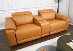 3-Piece Modular Leather Sofa with Cup Holders for Comfort.