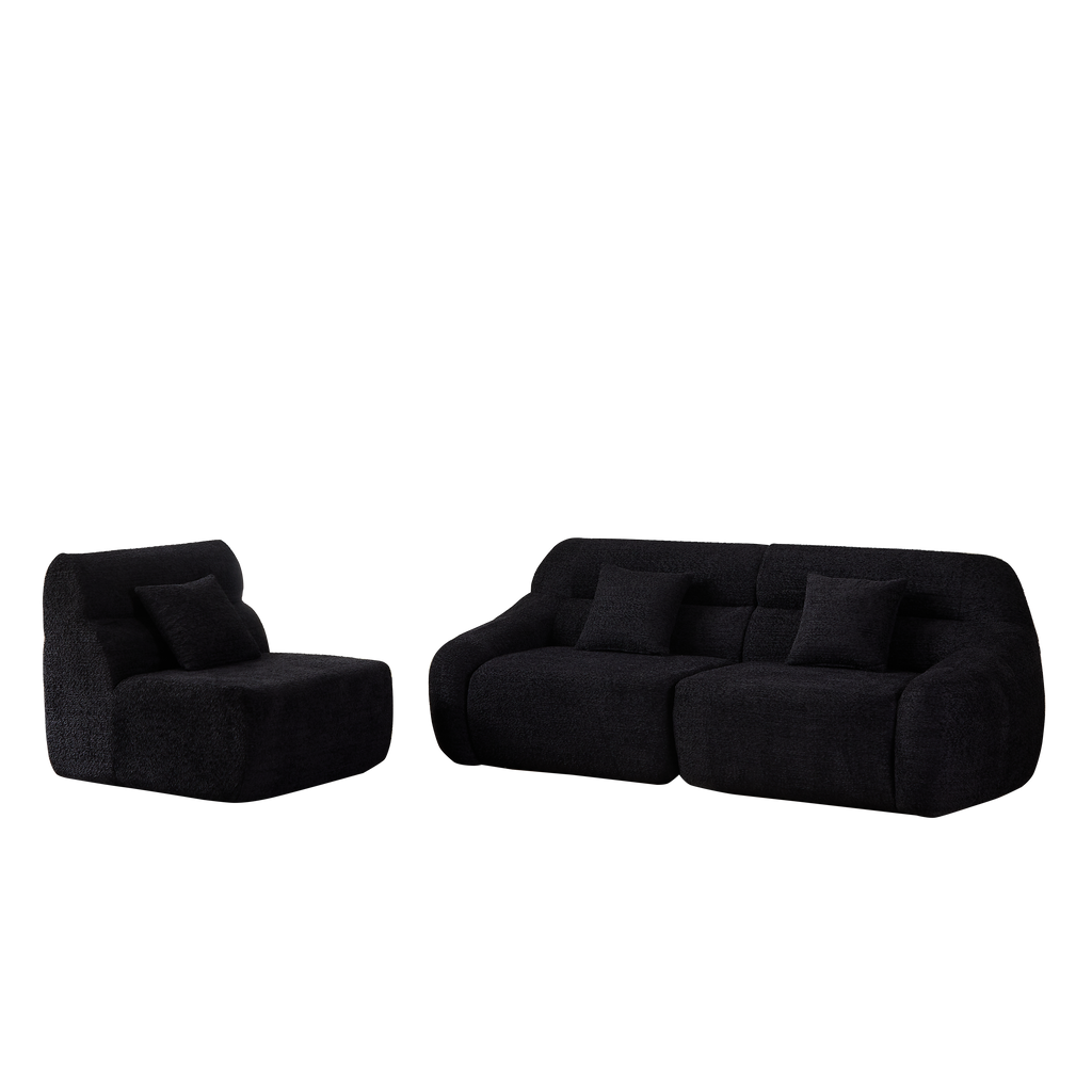 Modular configuration of Modern Black Modular Sofa - Luxury Chenille showing separated sections for flexible room arrangements.