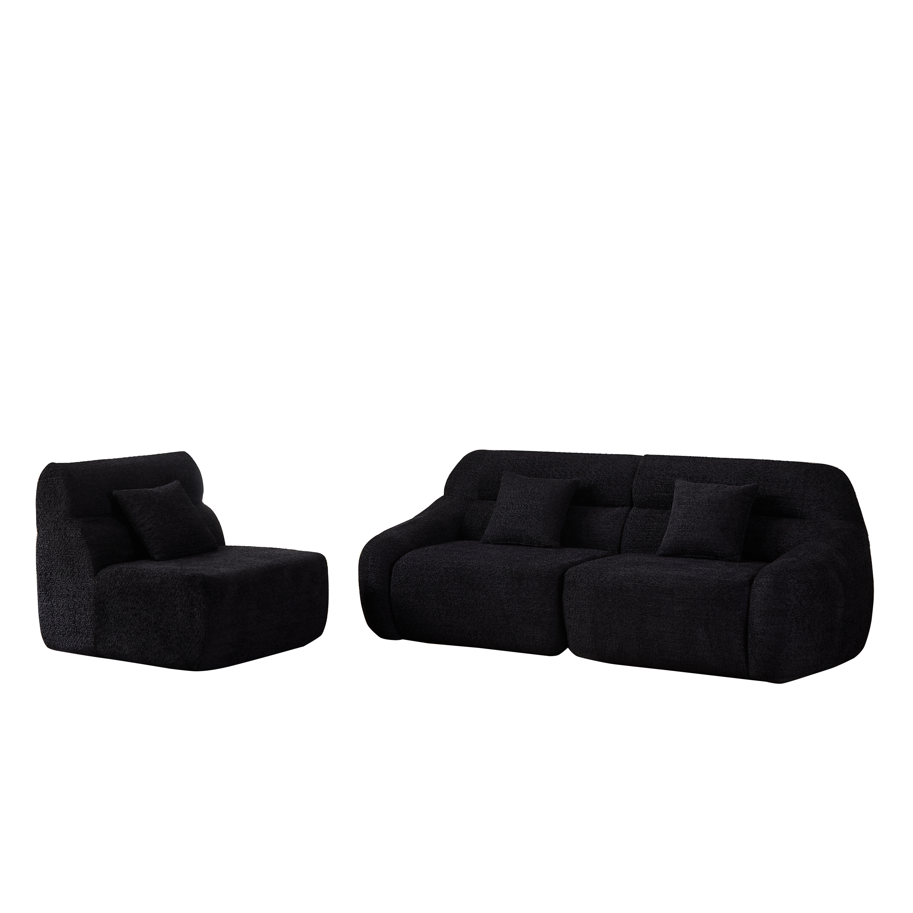 Modular configuration of Modern Black Modular Sofa - Luxury Chenille showing separated sections for flexible room arrangements.