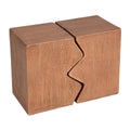 MGO Side Table Set of 2 Rectangular Outdoor Indoor Accent Table in Natural Faux Wood Color, Durable Magnesium Oxide Construction.