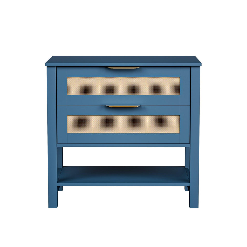 Boho Nightstand with 2 Drawers and Storage Shelf.