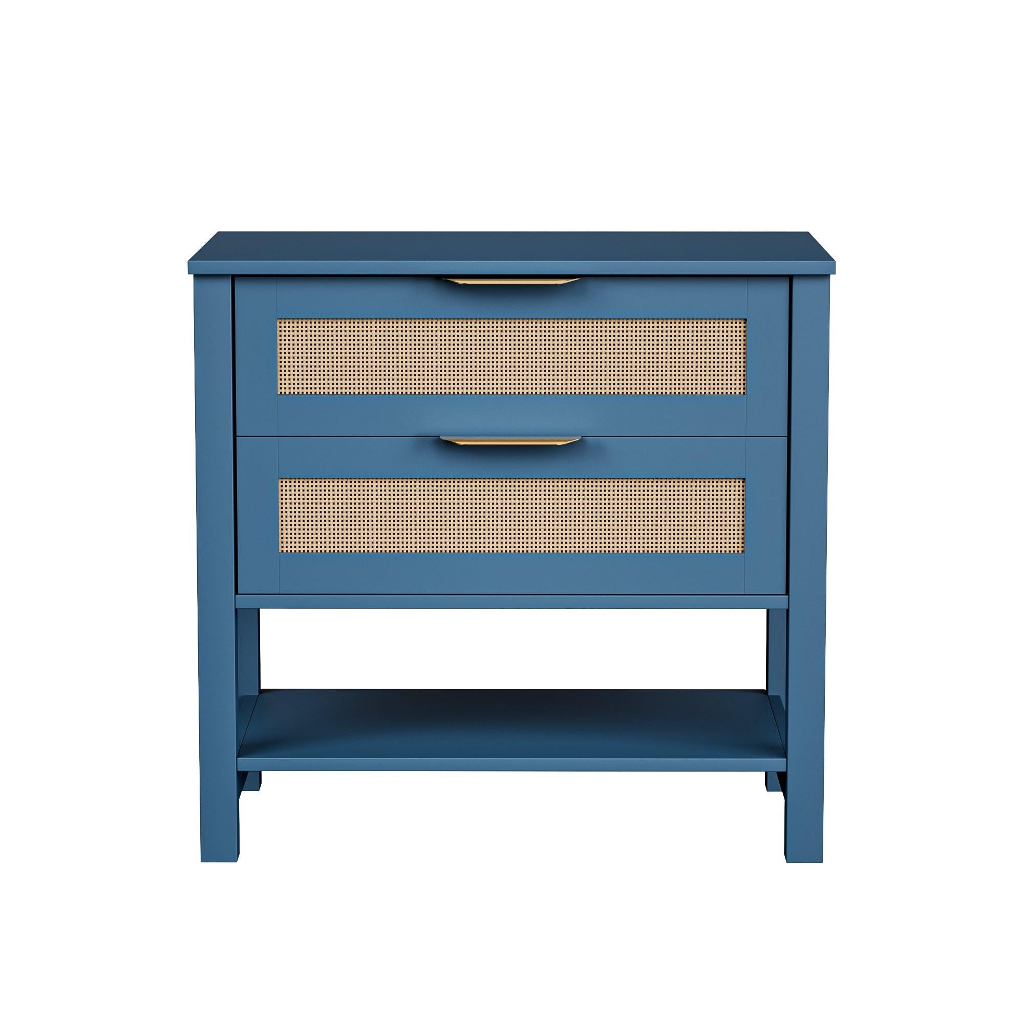 Boho Nightstand with 2 Drawers and Storage Shelf.