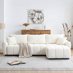 Modular Sectional Sofa with Movable Ottoman & Boucle Fabric.