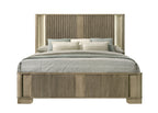 Lakkari Antique Oak Eastern King Bed with Built-In LED Headboard