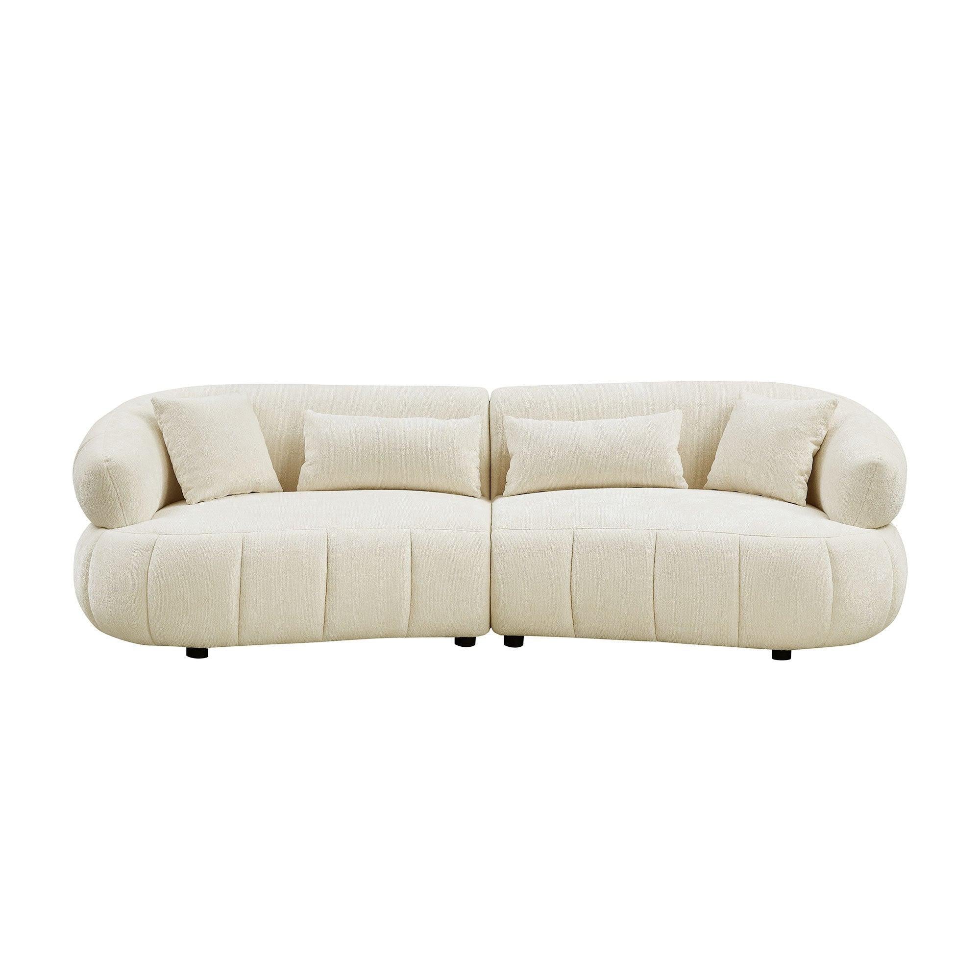 Modern Curved Sectional Sofa for Living Room - Beige.