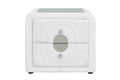 Shelyn White Teddy Sherpa Nightstand with Chrome and Crystal Knobs