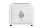 Shelyn White Teddy Sherpa Nightstand with Chrome and Crystal Knobs