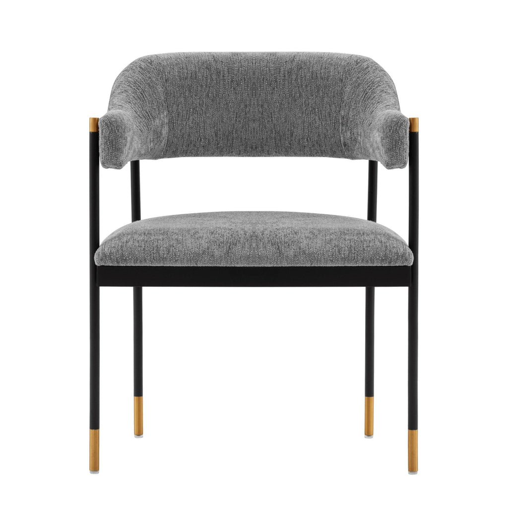 Lia Metal Chenille Armchair in Gray.
