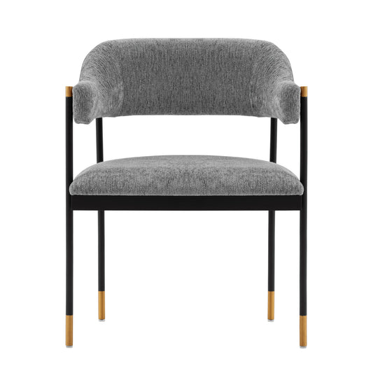 Lia Metal Chenille Armchair in Gray