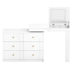 Vanity Desk with Mirror and Lights - Flip-Top Makeup Table.