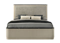 Travonte Eastern King Bed in Gray Linen and Beige Fabric