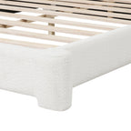 Cozy Upholstered Queen Bed in White Boucle.