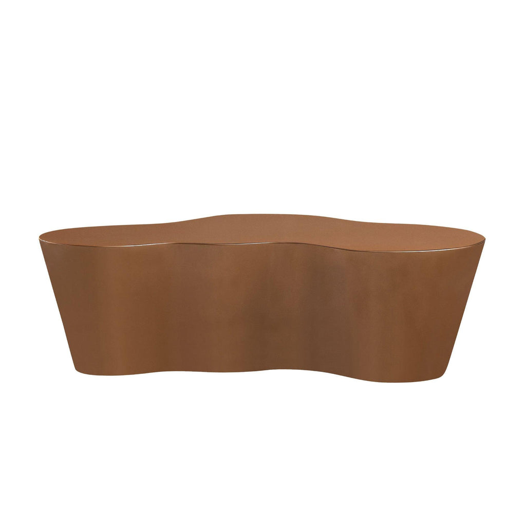 Brown Fiberglass Coffee Table - 50 Inch Unique Shape.