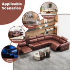6-Piece Modular Leather Sectional Sofa for Living Room.