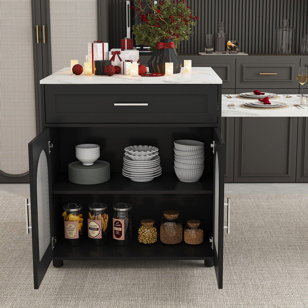 Expandable Kitchen Island with Power Outlet & Storage.