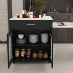 Expandable Kitchen Island with Power Outlet & Storage.