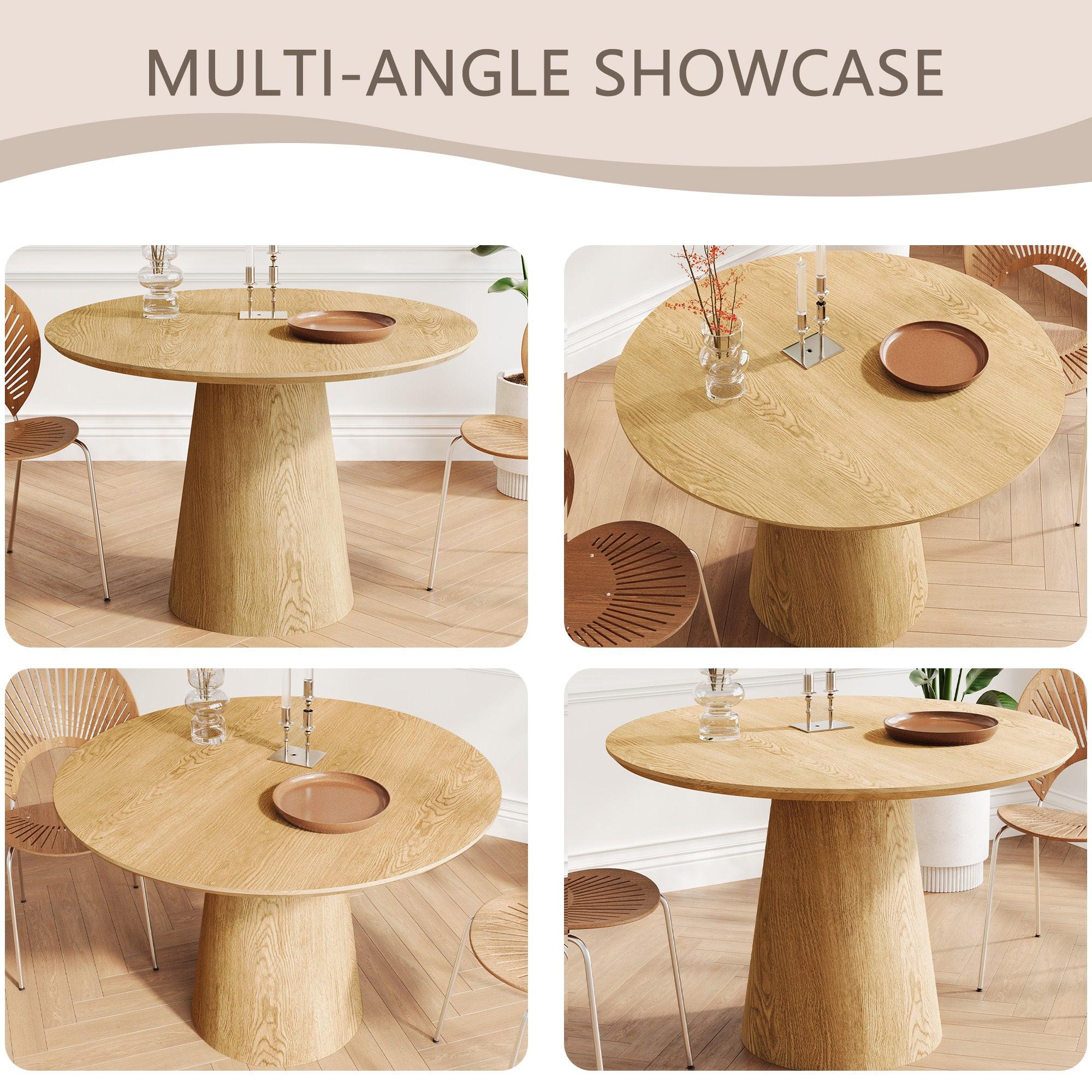 43 Inch Round MDF Dining Table for Modern Spaces.