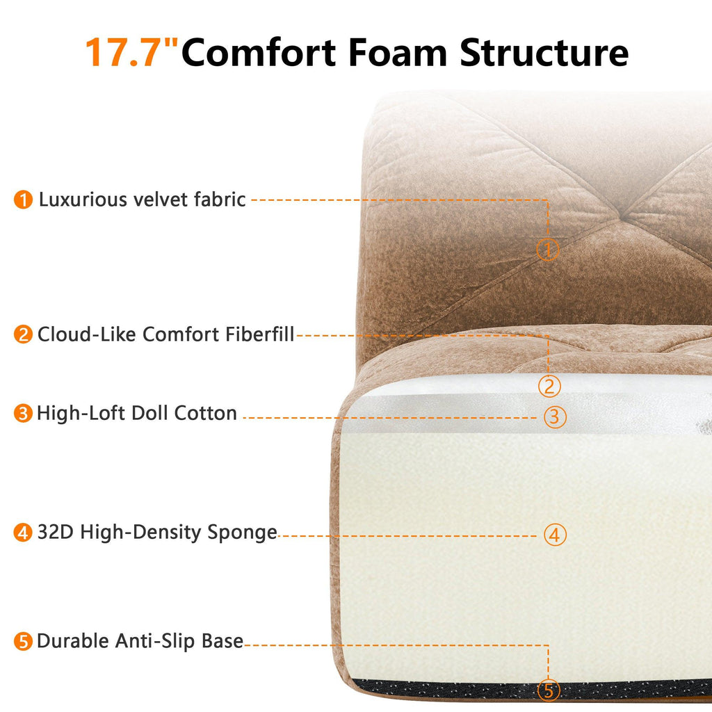 Modern Velvet Sofa Set - 2 Piece Deep Seat Couch.