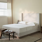Hosford Wingback Bed King in Textured Ivory Canvas.