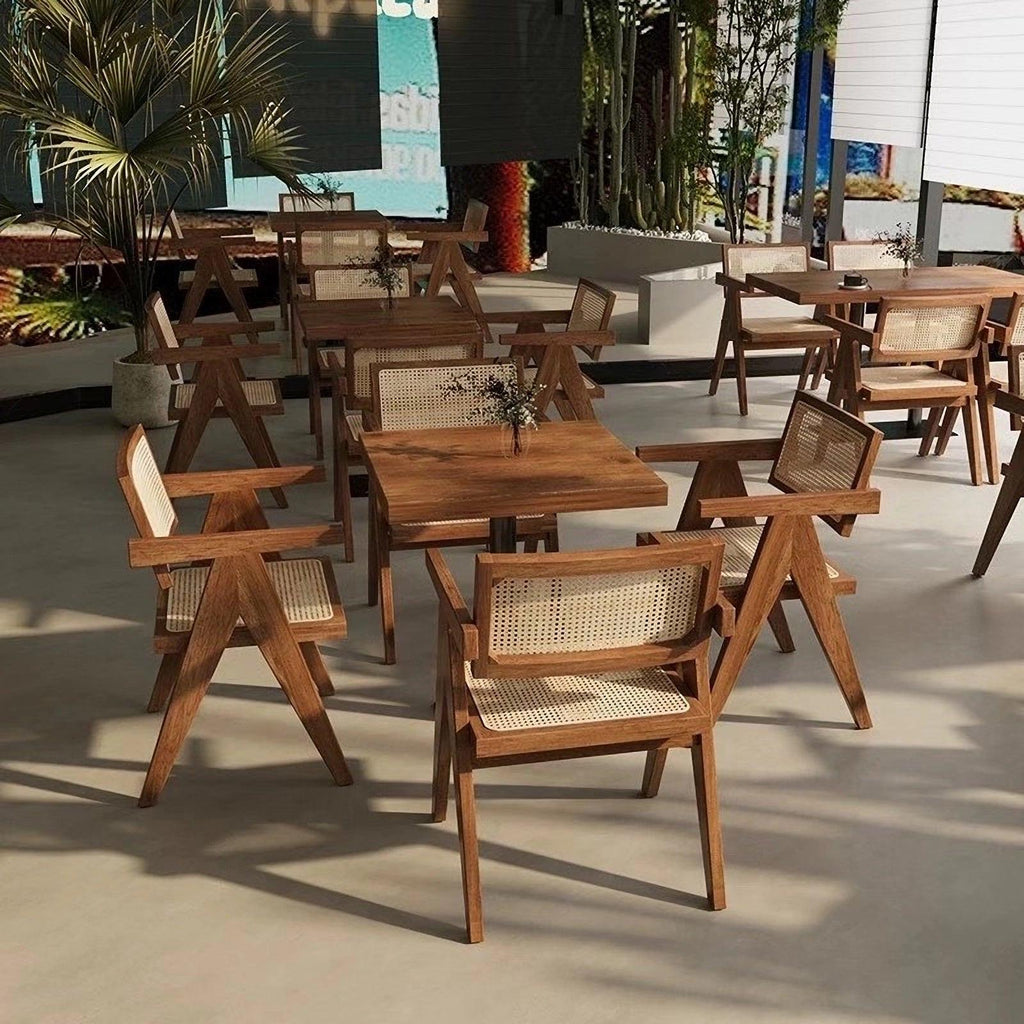 Mid Century Dining Chair - Rattan Accent Armchairs.