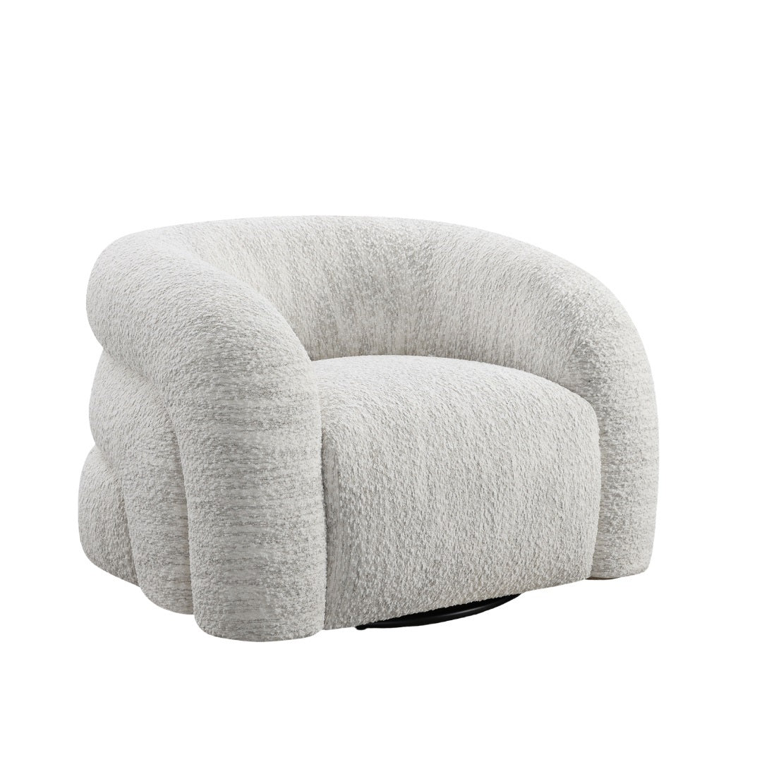 White Swivel Chair Contemporary with tight seat and rounded silhouette, ideal for modern living spaces and easy 360-degree swivel functionality.