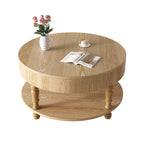 Coffee Table with Dual Storage for Living Room, 31.5' Modern Round Coffee Table with Storage and Hidden Compartment, Adjustable Leveling Feet, Easy Assembly(Natrual Wood).