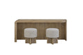 Knotty Oak Entertainment Console with Stools.