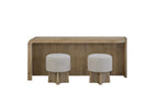 Knotty Oak Entertainment Console with Stools.