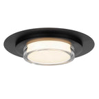 Close-up of 16 Inch LED Flush Mount Ceiling Fixture showing black frame and frosted lens for even light distribution.
