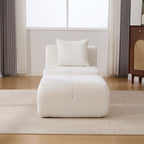 31' Modular Cloud Armless Accent Chair with Ottoman Set, Modern Boneless Deep Seat Single Sofa Soft Lounger with Footstool Throw Pillow for Living Room, Bedroom, Dorms, No Assembly Required, Ivory