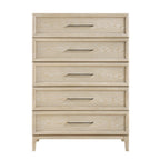 Wooden Storage Chest with 5 Drawers in Light Brown Finish.