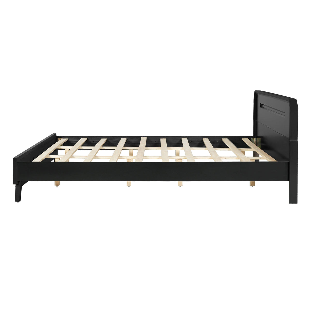 Solid Wood King Size Bed - Black Pine Design.