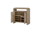 Oak Veneer Bar Cabinet with Wine Storage.