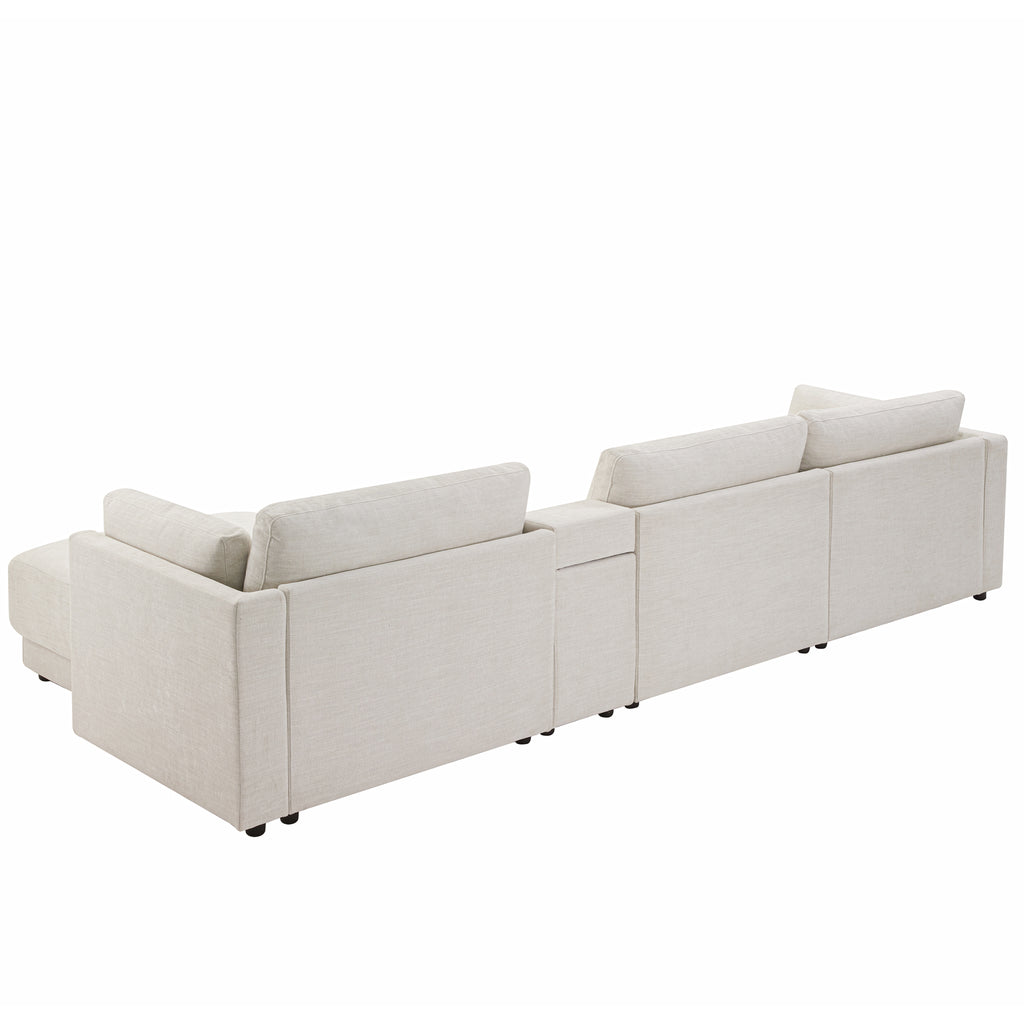 Rear angled view of L-Shaped sectional sofa with modular sections and hidden storage, ideal for contemporary home interiors.