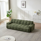 Chenille Button-Tufted Three-Seater Sofa for Comfort.