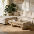 Rounded Edge Coffee Table with Drawer for Living Room.