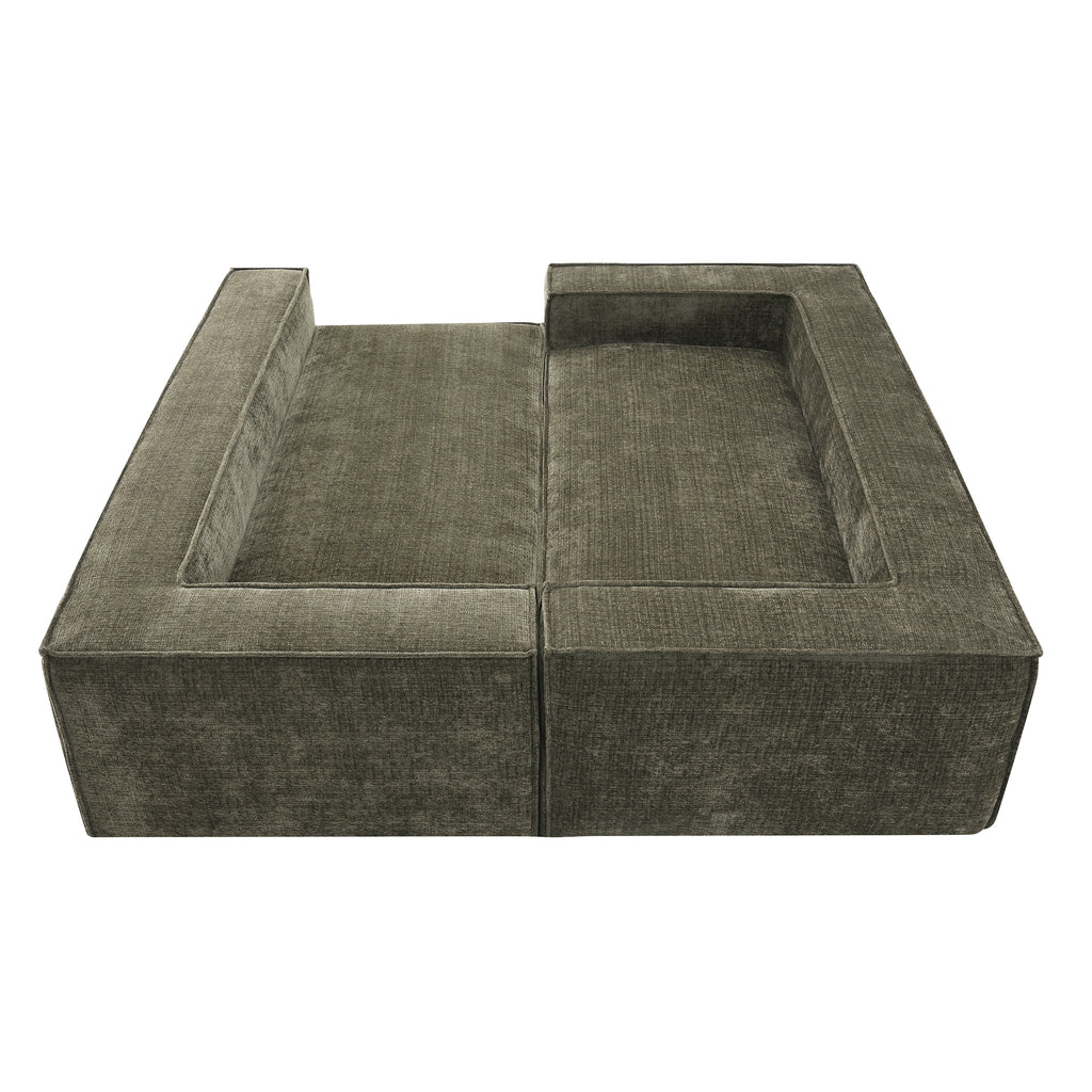 Top view of Modular Chenille Sectional Sofa showing spacious seating and modular design ideal for flexible modern living spaces.