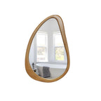 Teardrop Wooden Wall Mirror for Modern Home Decor.
