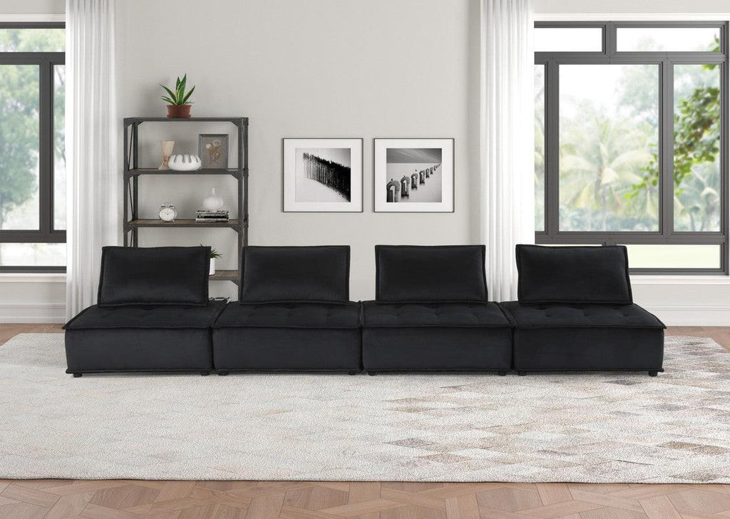 Aveline Black Velvet Modular Sofa - Comfort & Style.