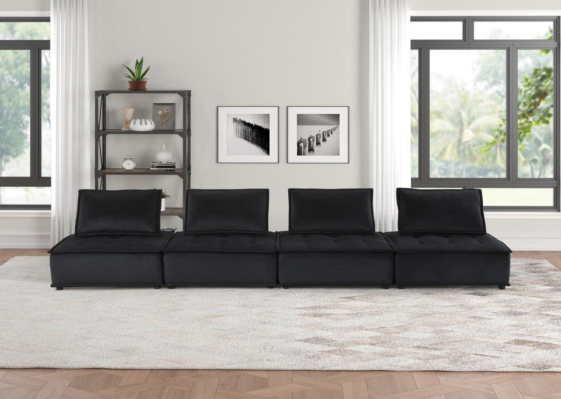 Aveline Black Velvet Modular Sofa - Comfort & Style.