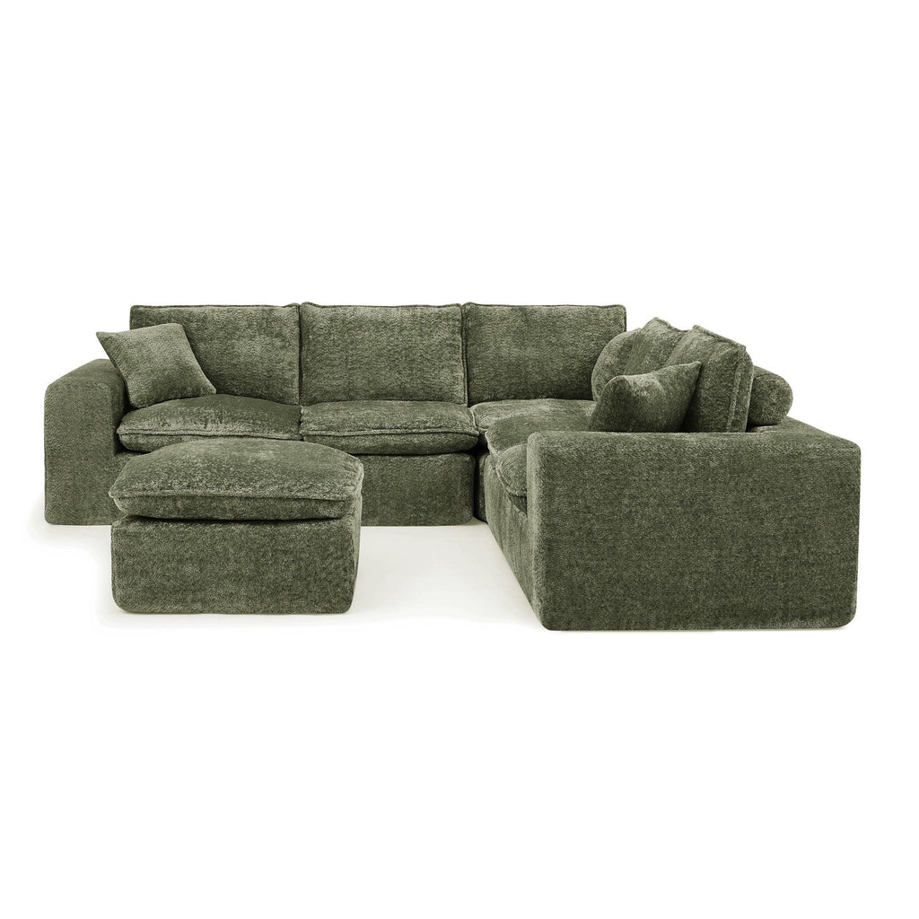 107'' L-shaped Sectional Sofa with Moveable Ottoman.