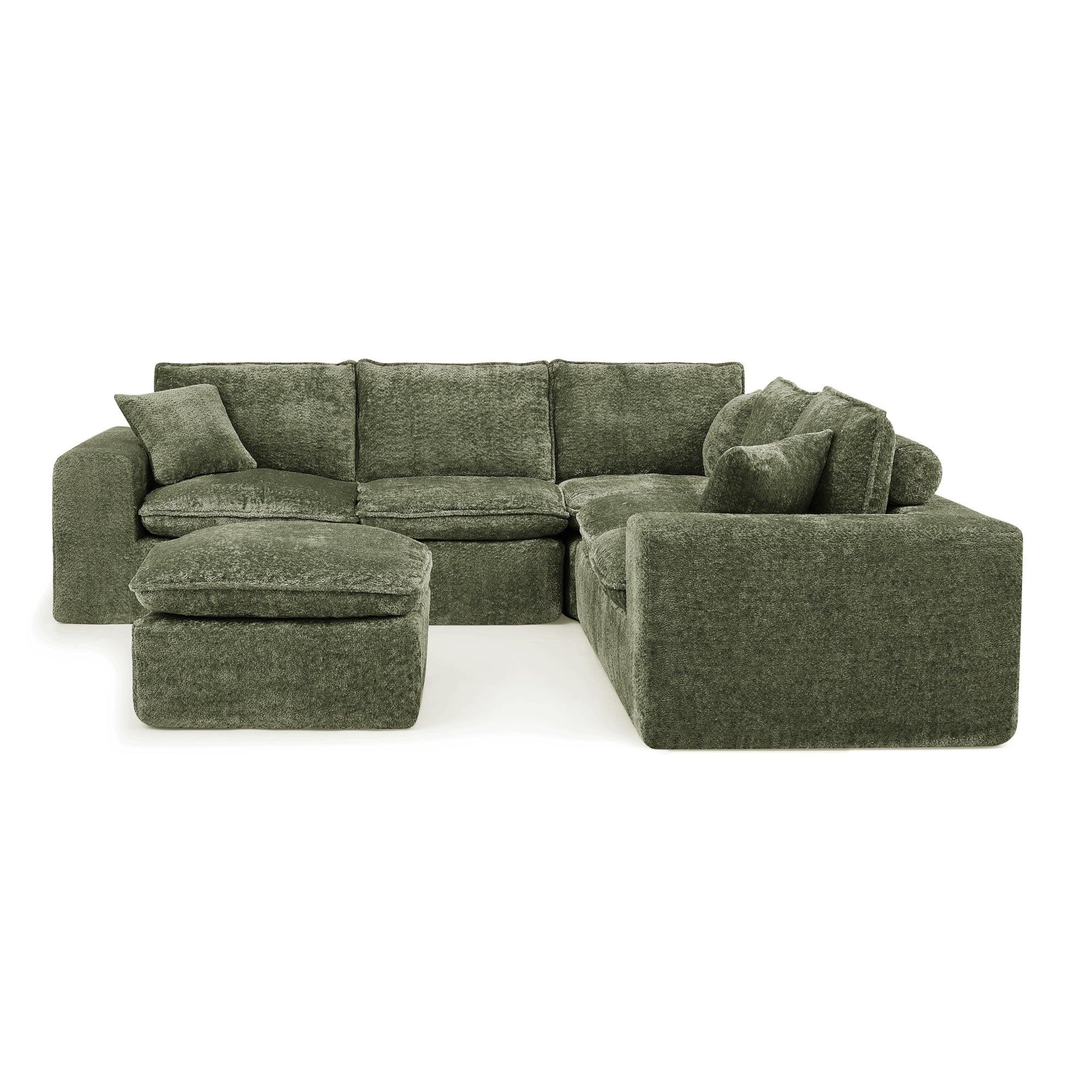 107'' L-shaped Sectional Sofa with Moveable Ottoman.