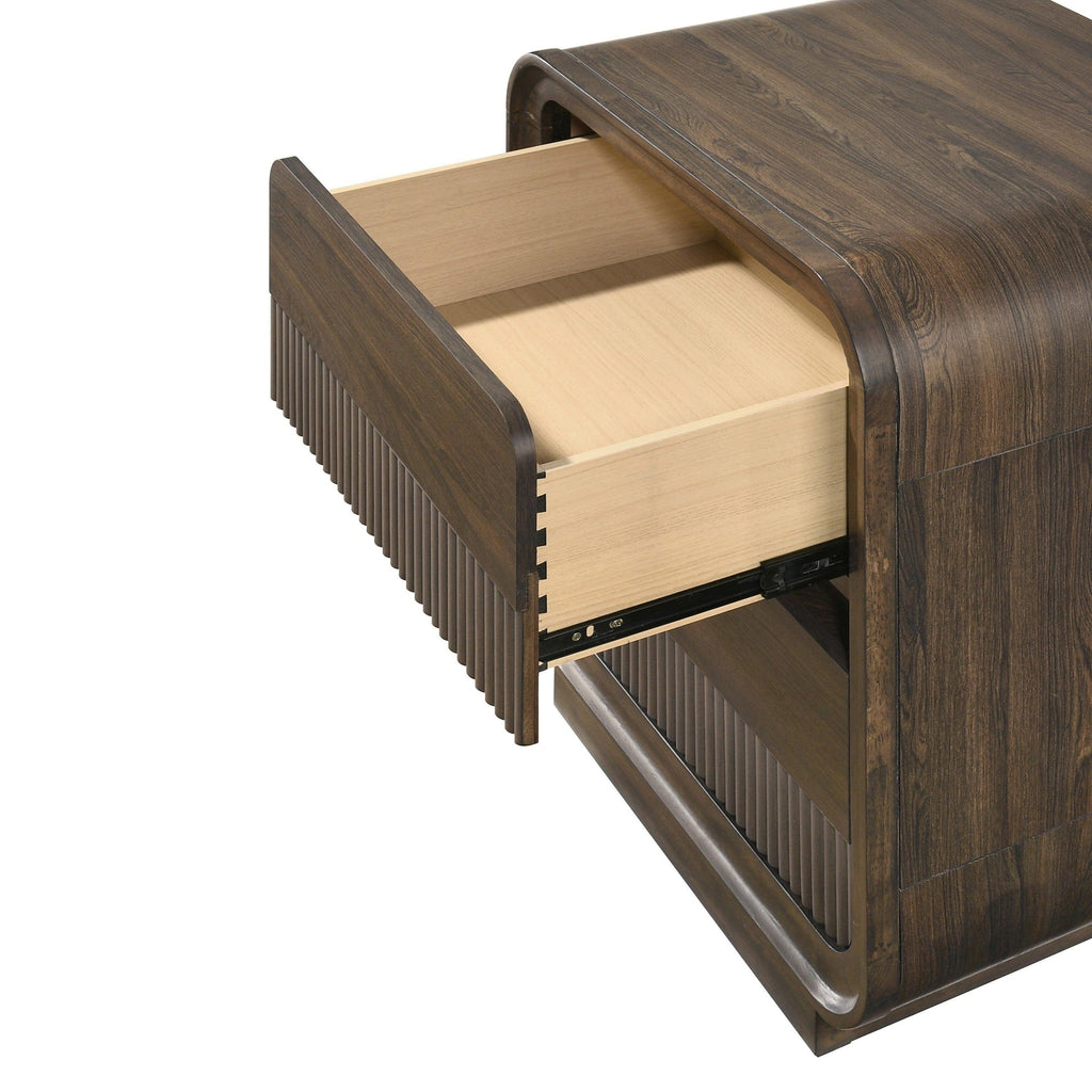 Mid-century Nightstand with Two Drawer Storage.