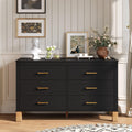 Modern 6-Drawer Dresser with Metal Handles.