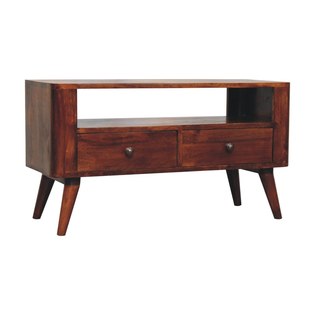 Bera Media Unit, 2-Drawers, 1 Open-Slot, Nordic Legs, Dark Brown
