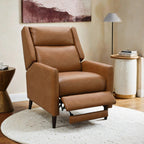 Mid-Century Modern Pushback Recliner in Brown Fabric.