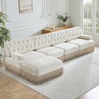 Beige Velvet Chesterfield Sofa for Living Rooms & Bedrooms.