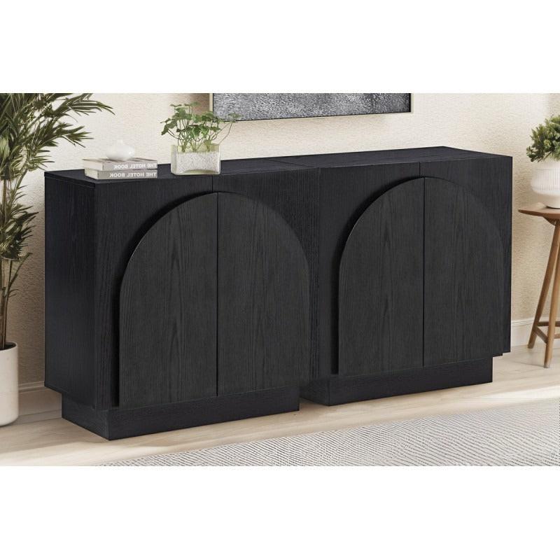 Modern Black Sideboard Cabinet for Living Room Storage.